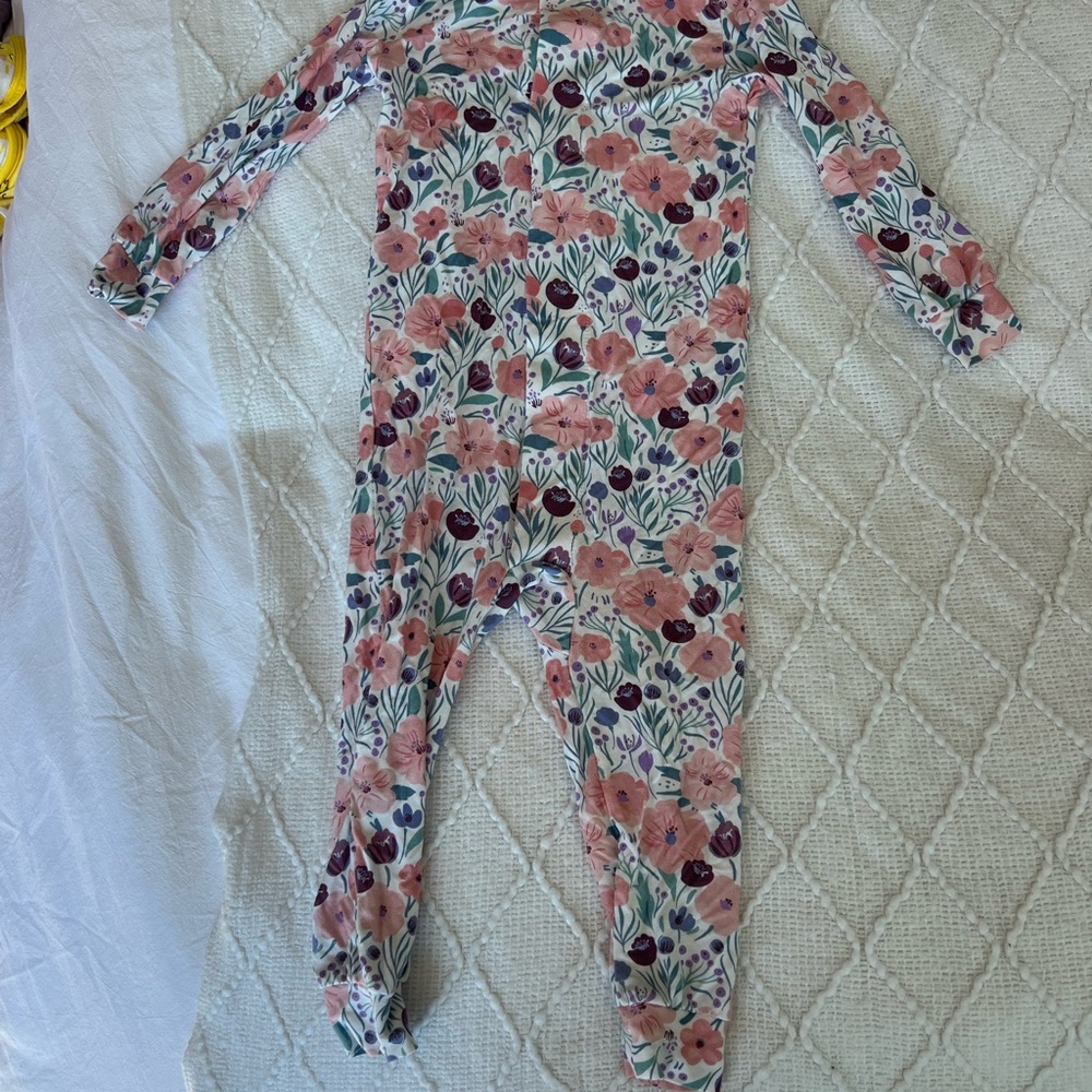 Magnetic Me Pink and Purple Floral footless Onsie
